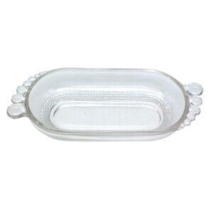 Vintage Duncan Miller Clear Glass Beaded Edge Serving Relish Dish